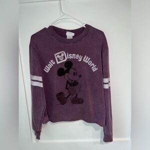 Walt Disney World  purple long sleeve slouchy/ crop top with Mickey Mouse